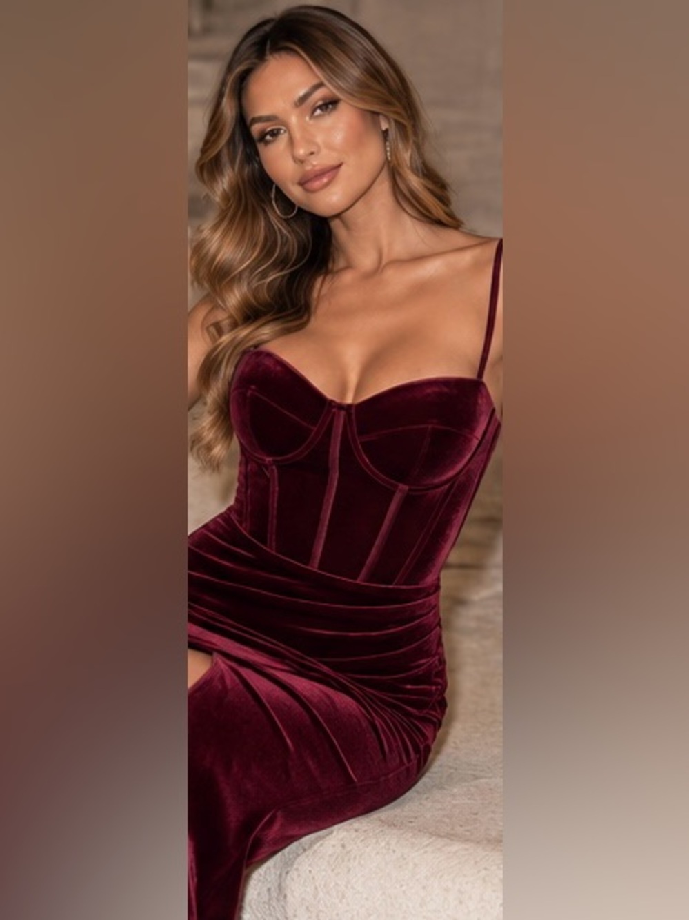 Windsor Fia Burgundy Velvet Corset Mermaid Formal Dress Size S NWT - Picture 12 of 16